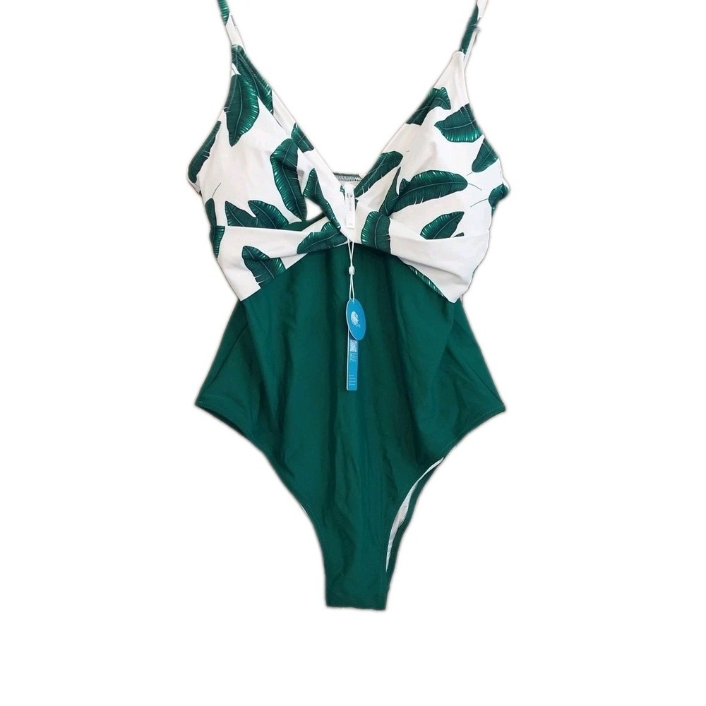 NWT Cupshe Banana Leaf Twist-Front One Piece Swimsuit Size XXL